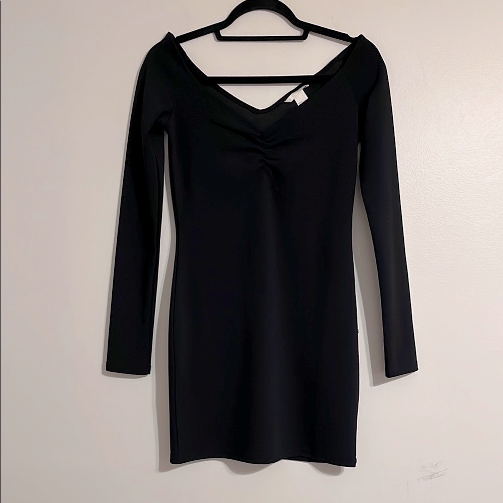 H&M Black Long Sleeve Mini Dress